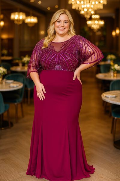 Picture of PLUS SIZE SEQUINS EVENING DRESS
